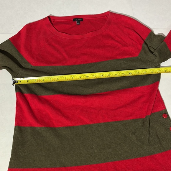 Womens Freddy Krueger sweater large by Talbots red olive green stripes - Picture 7 of 8